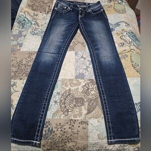 Miss Me Cute Floral Bling Skinny Jeans